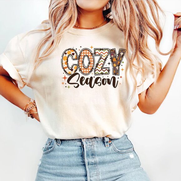 Tops - Cozy Season Shirt, Graphic Thanksgiving Shirt